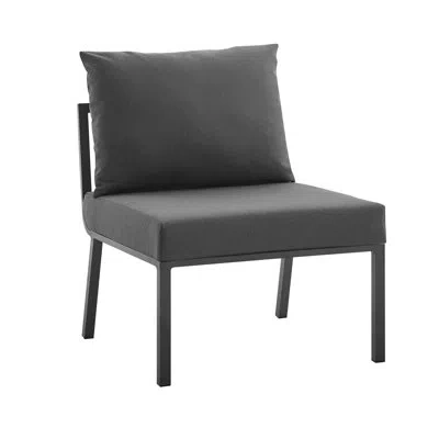 Modway Riverside Outdoor Patio Aluminum Armless Chair With Sunbrella Cushions In Gray Charcoal