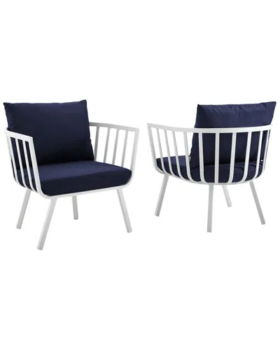 Modway Riverside Outdoor Set Of 2 Patio Aluminum Armchairs In Multi