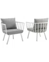 Modway Riverside Set Of 2 Outdoor Patio Aluminum Armchairs In White