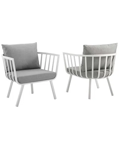 Modway Riverside Set Of 2 Outdoor Patio Aluminum Armchairs In White