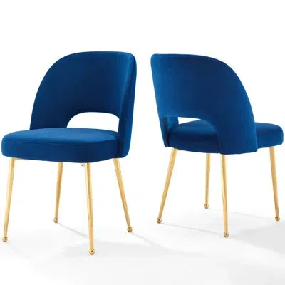 Modway Rouse Dining Room Side Chair In Navy