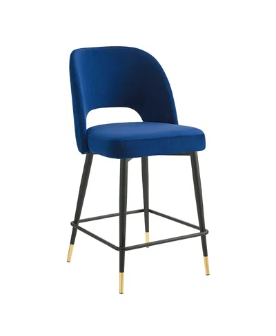 Modway Rouse Performance Velvet Counter Stool In Blue