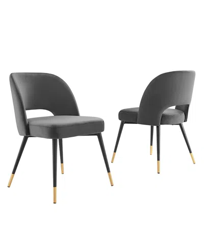 Modway Rouse Performance Velvet Dining Side Chairs, Set Of 2 In Gray