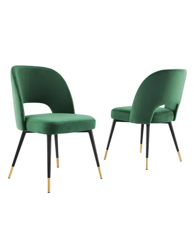 Modway Rouse Performance Velvet Dining Side Chairs, Set Of 2 In Green