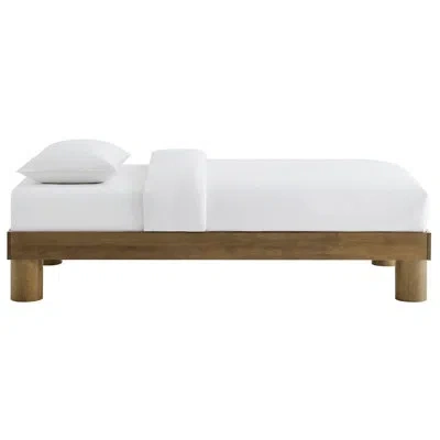 Modway Runa Wood Platform Bed In French Oak In White