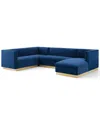 Modway Sanguine 3pc Performance Velvet Sectional Sofa Set