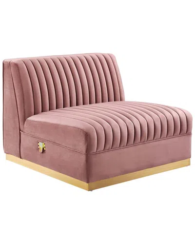Modway Sanguine Channel Tufted Performance Velvet Modular Sectional Sofa Armless Chair In Brown