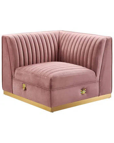 Modway Sanguine Channel Tufted Performance Velvet Modular Sectional Sofa Left Corner Chair In Multi