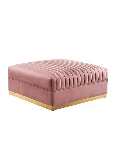 Modway Sanguine Channel Tufted Performance Velvet Modular Sectional Sofa Ottoman In Pink