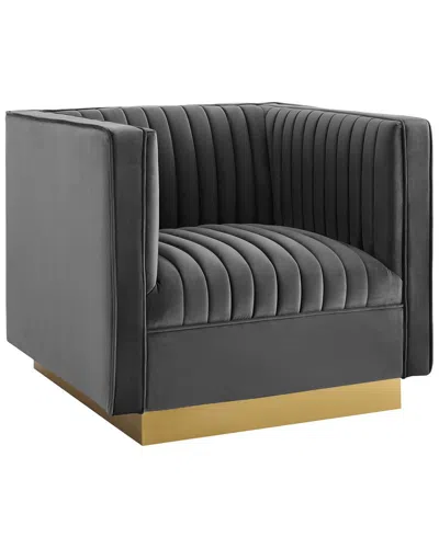 Modway Sanguine Vertical Channel Tufted Accent Performance Velvet Armchair In Black