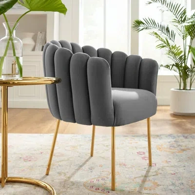 Modway Sanna Channel Tufted Performance Velvet Armchair In Gray Velvet