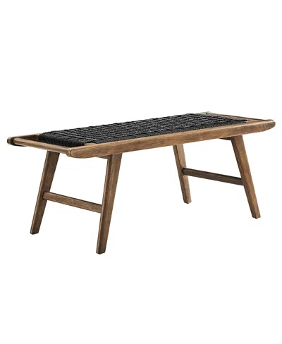 Modway Saoirse 47 Wove Rope Wood Bench In Black