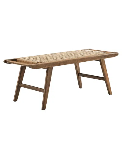 Modway Saoirse 47 Wove Rope Wood Bench In Brown