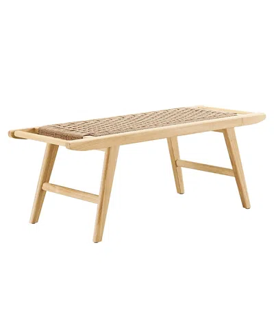 Modway Saoirse 47 Wove Rope Wood Bench In Brown