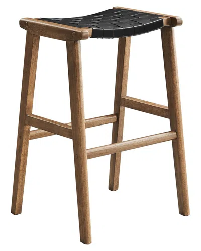 Modway Saoirse Faux Leather Wood Bar Stool Set In Brown