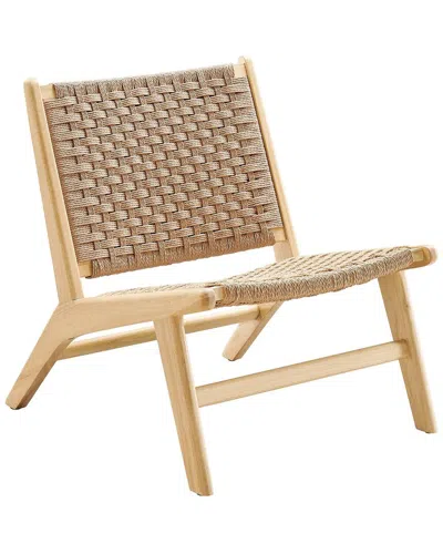Modway Saoirse Woven Rope Wood Accent Lounge Chair In Neutral