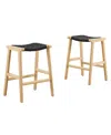 Modway Saoirse Woven Rope Wood Counter Stool, Set Of 2 In Black