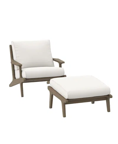 Modway Saratoga Outdoor Patio Teak Wood Chair And Ottoman, Set Of 2 In Brown