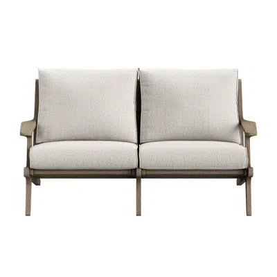 Modway Saratoga Outdoor Teak Wood Loveseat In Beige