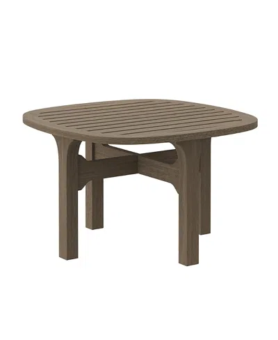 Modway Saratoga Square Outdoor Patio Teak Wood Side Table In Brown
