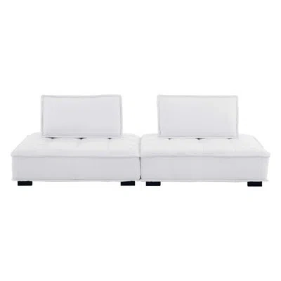Modway Saunter Tufted Fabric Fabric 2-piece Loveseat In White 100% Polyester