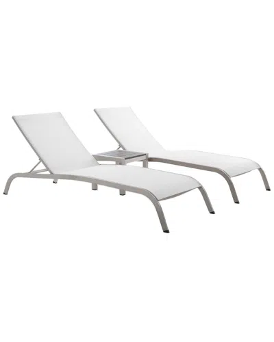 Modway Savannah 3pc Outdoor Patio Mesh Set In White