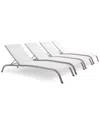 Modway Savannah Set Of 4 Outdoor Patio Mesh Chaise Loungers In White