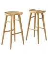 Modway Saville Backless Wood Bar Stools Set Of 2 In Brown