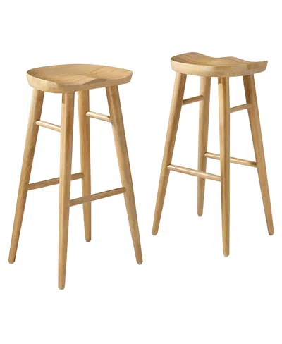 Modway Saville Backless Wood Bar Stools Set Of 2 In Brown