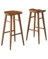 Modway Saville Backless Wood Bar Stools Set Of 2 In Brown