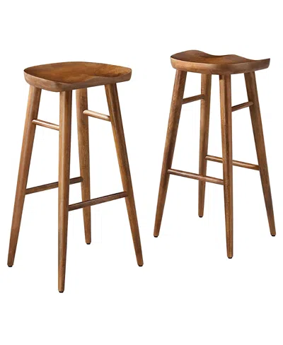 Modway Saville Backless Wood Bar Stools Set Of 2 In Brown