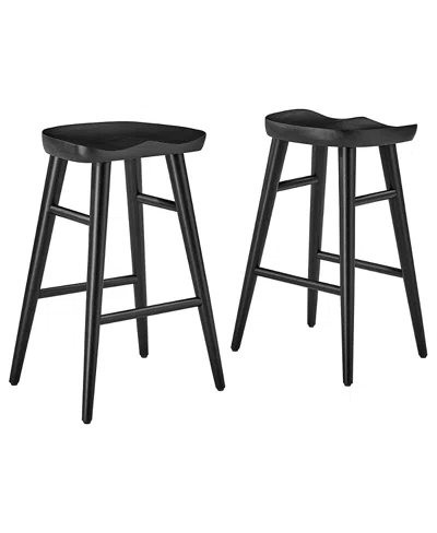 Modway Saville Backless Wood Counter Stools, Set Of 2 In Black