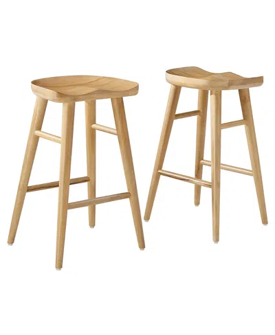 Modway Saville Backless Wood Counter Stools, Set Of 2 In Brown