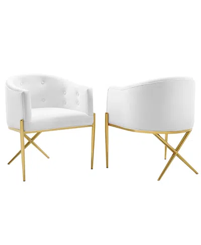 Modway Savour Performance Velvet Accent Dining Armchair, Set Of 2 In White