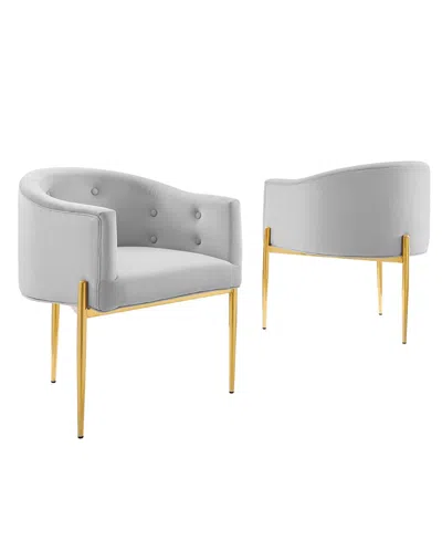 Modway Savour Tufted Performance Velvet Accent Chairs, Set Of 2 In Gray