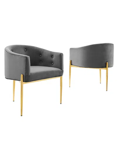Modway Savour Tufted Performance Velvet Accent Chairs, Set Of 2 In Gray