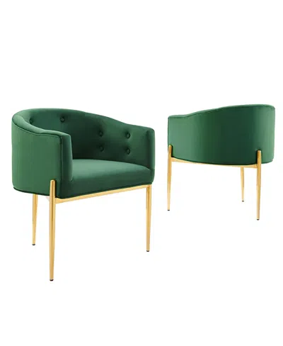 Modway Savour Tufted Performance Velvet Accent Chairs, Set Of 2 In Green