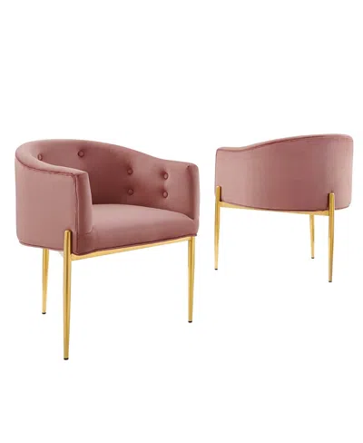 Modway Savour Tufted Performance Velvet Accent Chairs, Set Of 2 In Pink