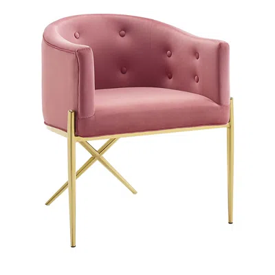 Modway Savour Tufted Performance Velvet Accent Dining Armchair In Pink