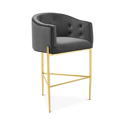 Modway Savour Tufted Performance Velvet Bar Stool In Gray