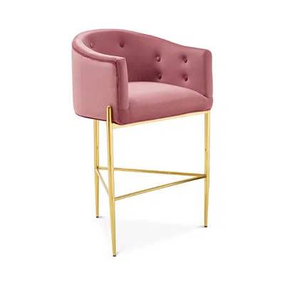 Modway Savour Tufted Performance Velvet Bar Stool In Pink