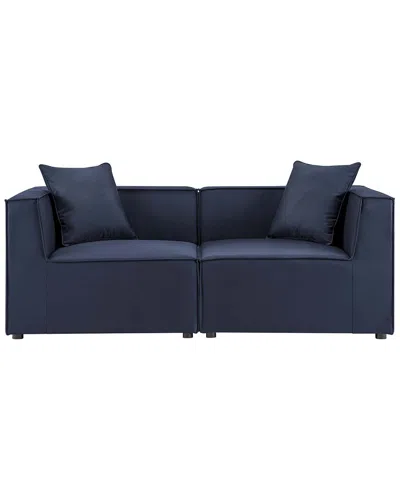 Modway Saybrook Outdoor Patio Upholstered 2pc Sectional Sofa Loveseat In Blue