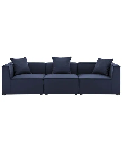 Modway Saybrook Outdoor Patio Upholstered 3-piece Sectional Sofa In Navy