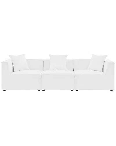 Modway Saybrook Outdoor Patio Upholstered 3-piece Sectional Sofa In White
