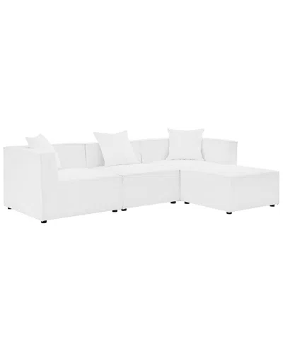 Modway Saybrook Outdoor Patio Upholstered 4-piece Sectional Sofa In White