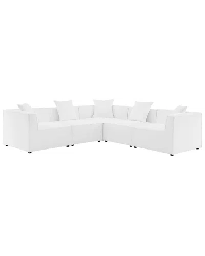 Modway Saybrook Outdoor Patio Upholstered 5-piece Sectional Sofa In White