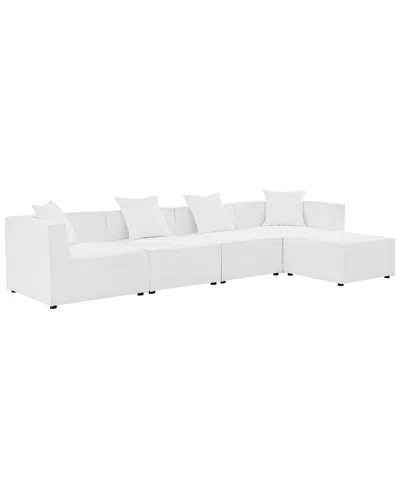 Modway Saybrook Outdoor Patio Upholstered 5-piece Sectional Sofa In White