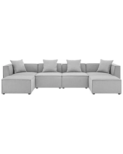 Modway Saybrook Outdoor Patio Upholstered 6-piece Sectional Sofa In Gray