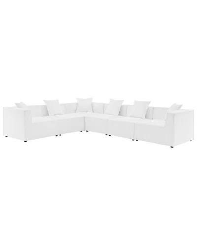 Modway Saybrook Outdoor Patio Upholstered 6-piece Sectional Sofa In White