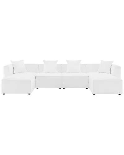 Modway Saybrook Outdoor Patio Upholstered 6-piece Sectional Sofa In White